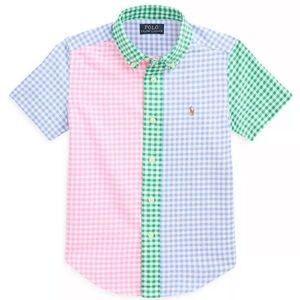 Polo by Ralph Lauren Kids Color Block Gingham Oxford Short Sleeve Shirt
